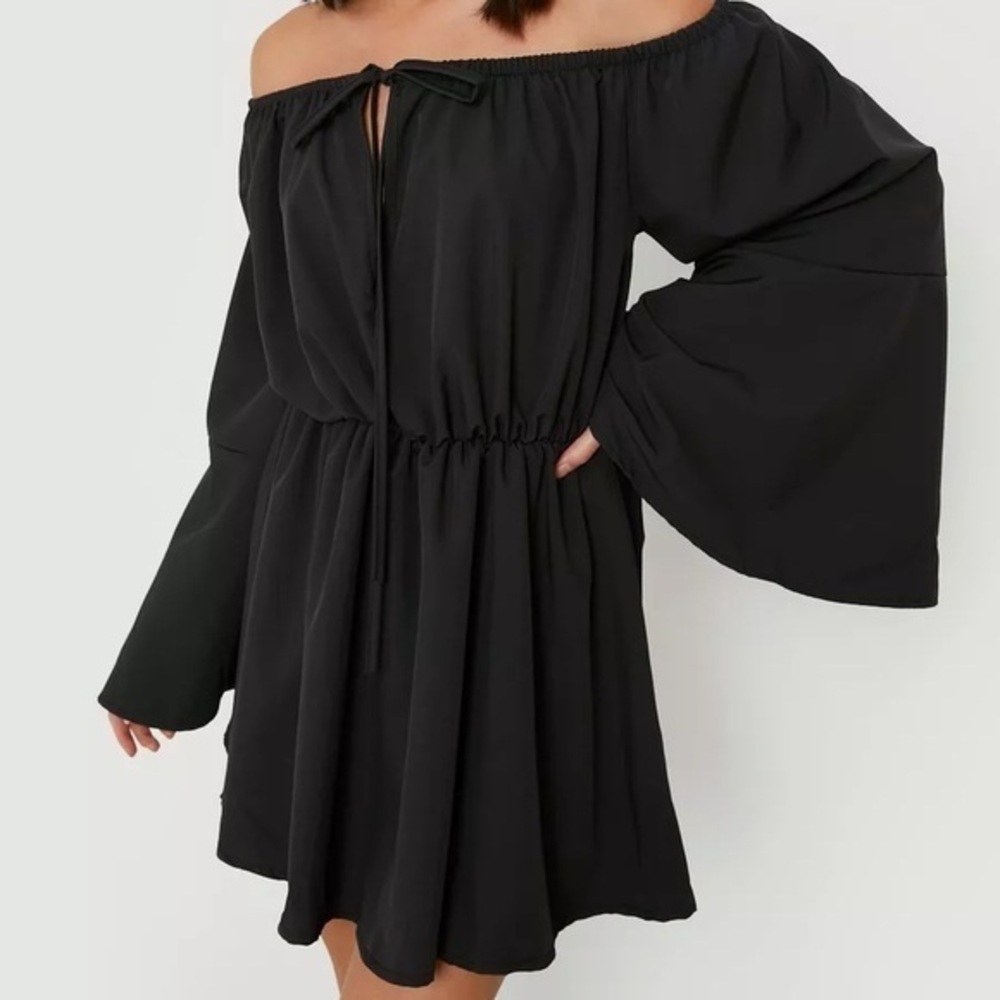 Boohoo Black off the shoulder mini dress